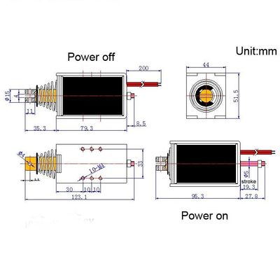 1U578 DC 12V 24V Solénoïde linéaire puissant à cadre ouvert, push-pull, avec course de 10 mm