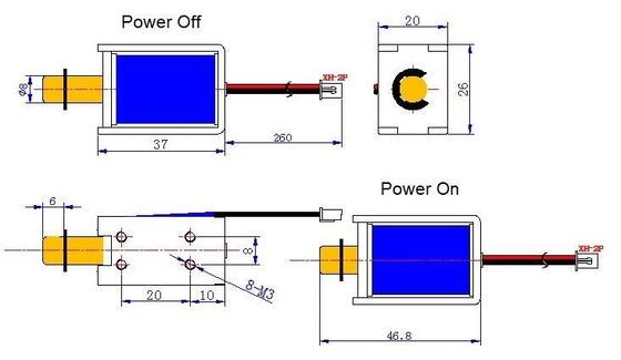 Solénoïde DC de 27 mm de hauteur pour applications, supportant un poids de 0,5 lb, tension de tenue 2000V/1min